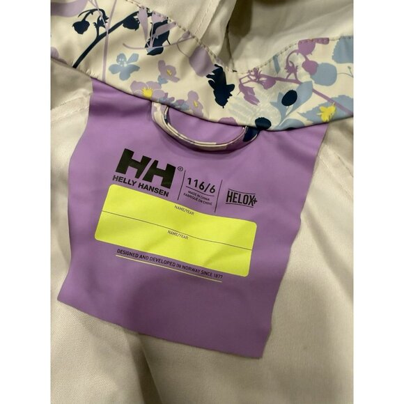 Helly Hansen Little Girls Rain Jacket Floral Purple Size 6 - Picture 6 of 6